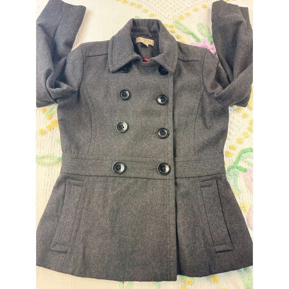 American Rag Co vtg Womens Double Breasted Peacoat Gray Wool Blend Size Medium - Picture 6 of 10